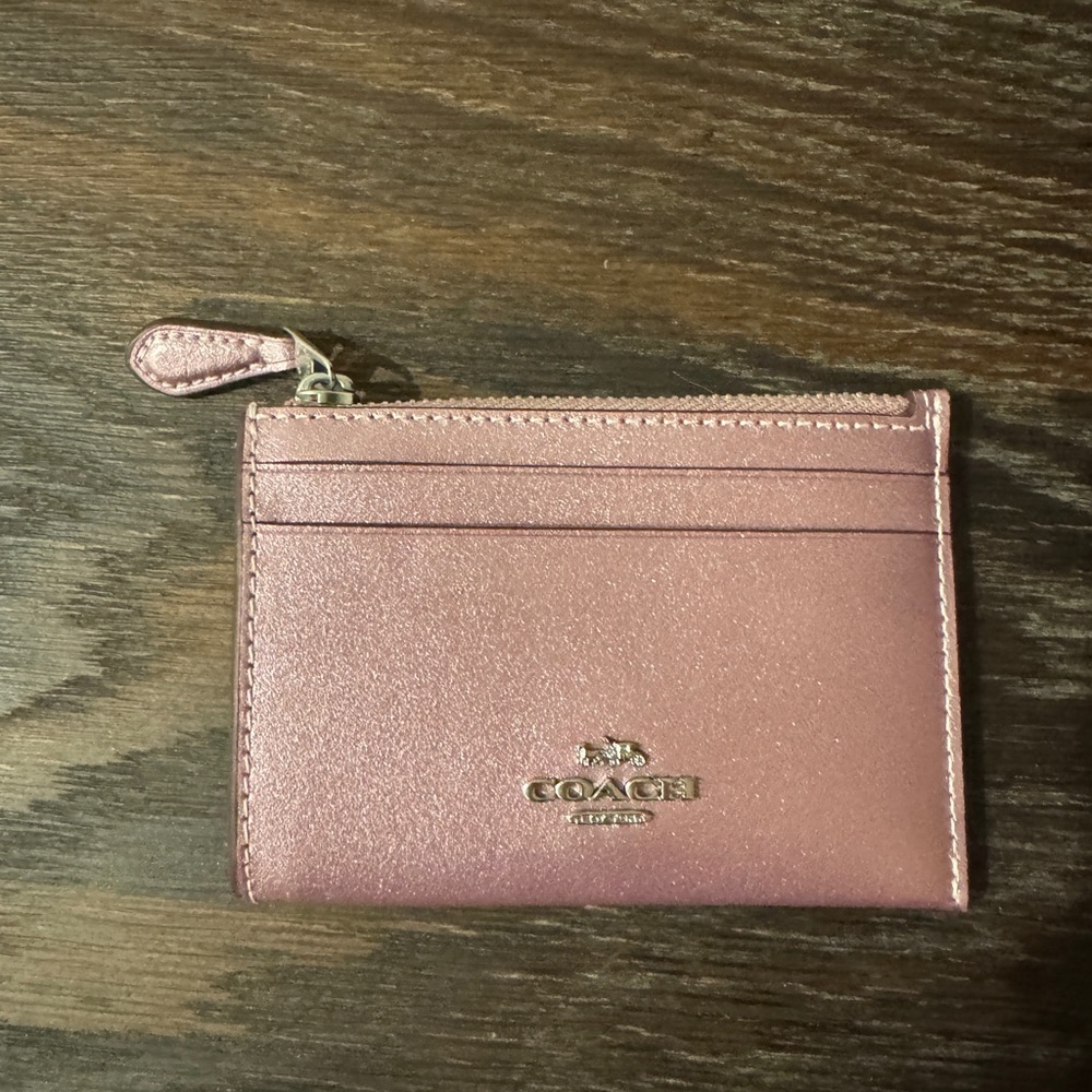 NWOT Metallic Pink Coach Card Holder